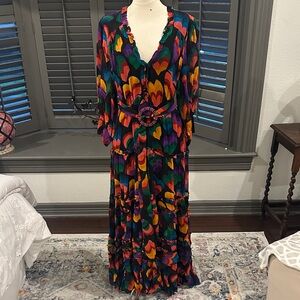 FARM Rio Colorful Long Sleeve Maxi Dress